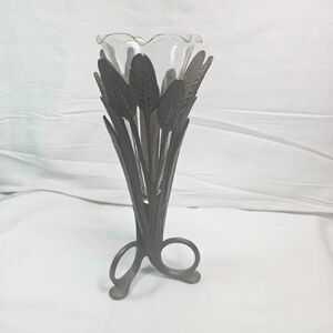 Art Deco Metal Vase with Glass Insert